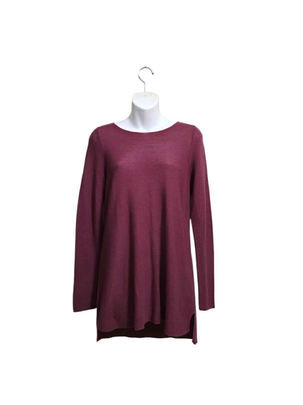 Eileen Fisher Burgundy System Fine Jersey Tunic Blouse Sz PS